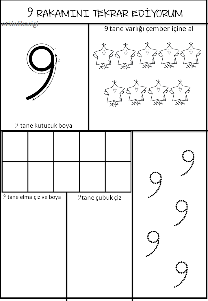 9 rakamını öğreniyorum